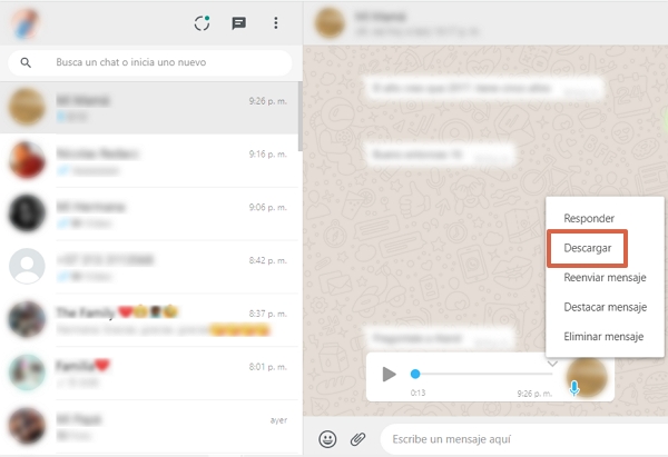 Cómo descargar audios desde WhatsApp Web