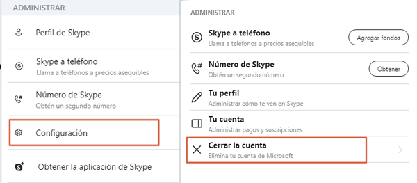 Como eliminar o borrar una cuenta de Skype paso 3 y 4