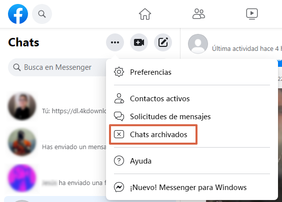 Recuperar chats archivados de Messenger desde la PC - Paso 4