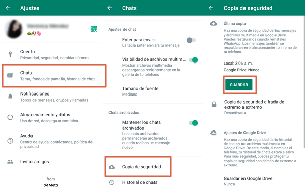 Recuperar mensajes eliminados en WhatsApp verificando la copia de seguridad