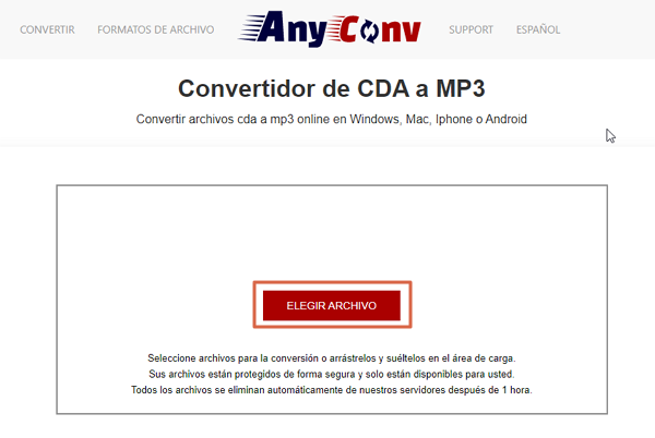 Cómo convertir un archivo CDA a MP3 usando AnyConv