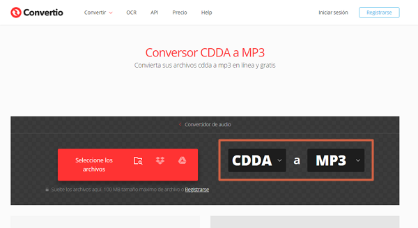 Cómo convertir un archivo CDA a MP3 usando Convertio