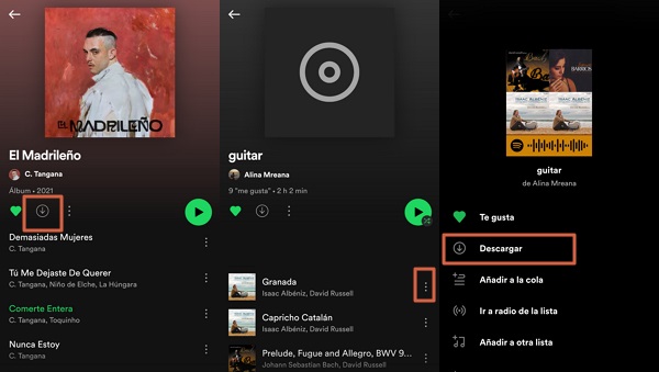 Como escuchar muscia en Spotify sin conexion a Internet descargando musica al movil