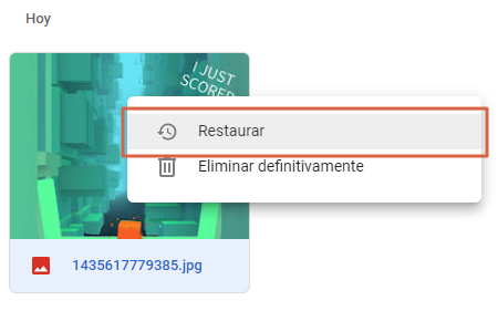 Como recuperar un archivo borrado o eliminado en Google Drive desde la PC. Paso 2