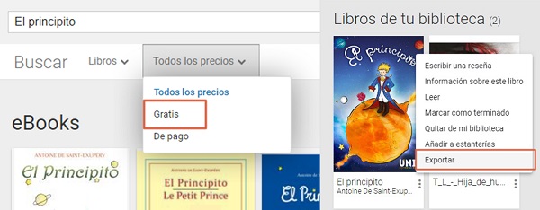 Descargar libros de Google Books gratis desde Play Libros. Paso 2 y 4