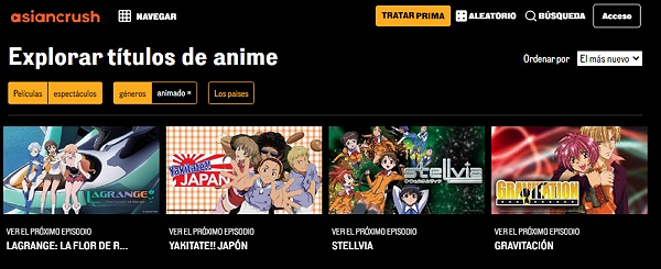 Mejores paginas para ver anime online gratis AsianCrush
