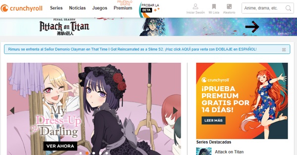 Mejores paginas para ver anime online gratis Crunchyroll