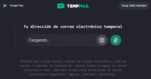 Otras opciones similares a Gmailnator. TempMail