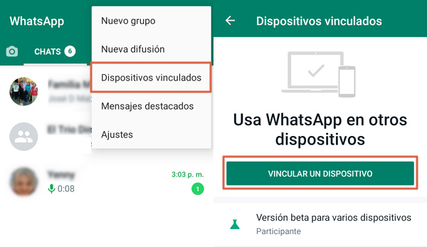 Usar WhatsApp Web sin escanear el código QR desde la versión web. 1